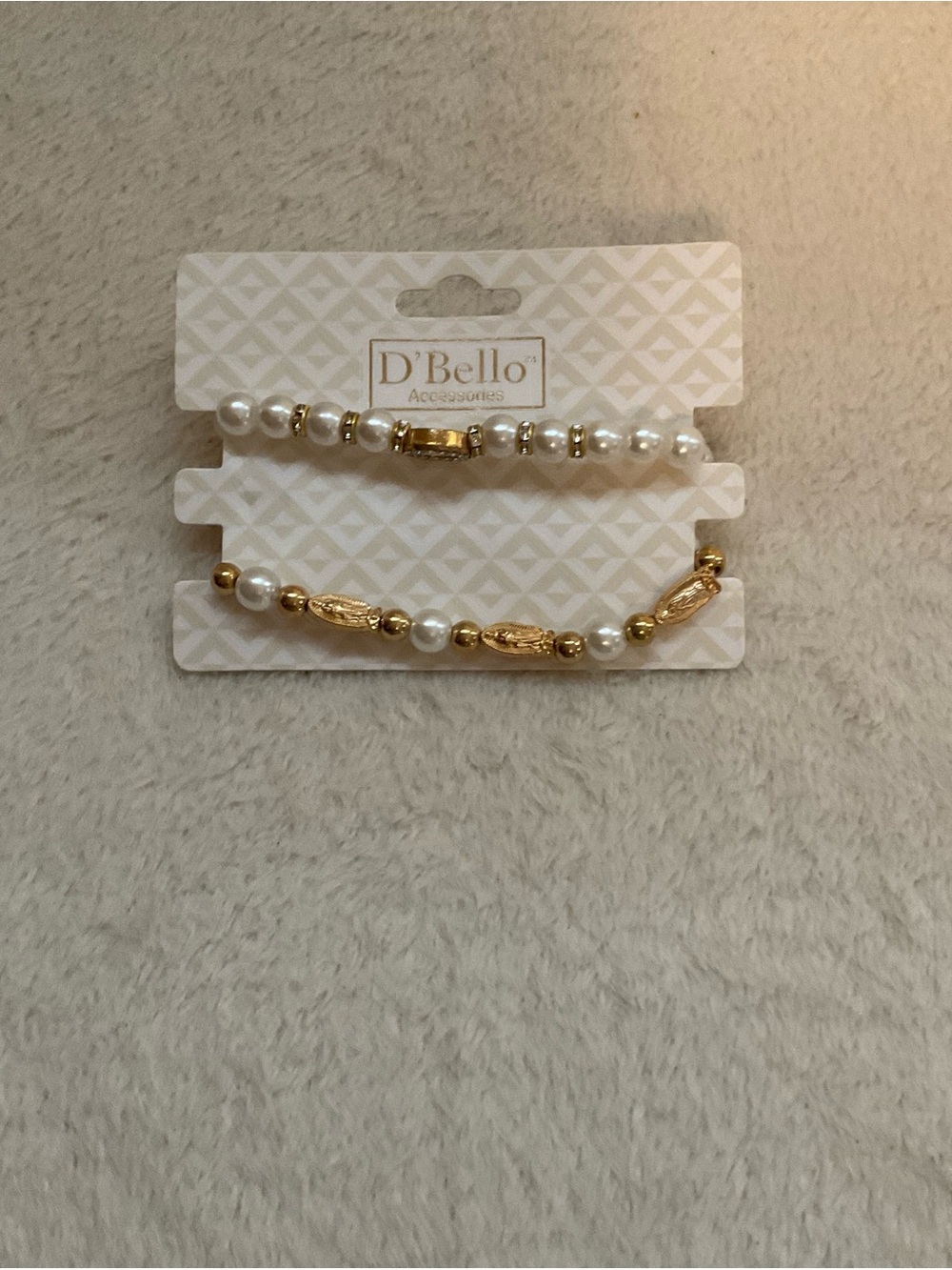 Gold & Pearl Beaded Bracelet Set - White